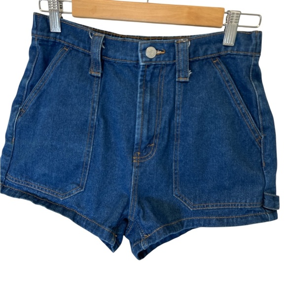 Women's Ultra High-Rise Cargo Utility Midi Denim Shorts - Wild Fab Sz 6 - Picture 5 of 7